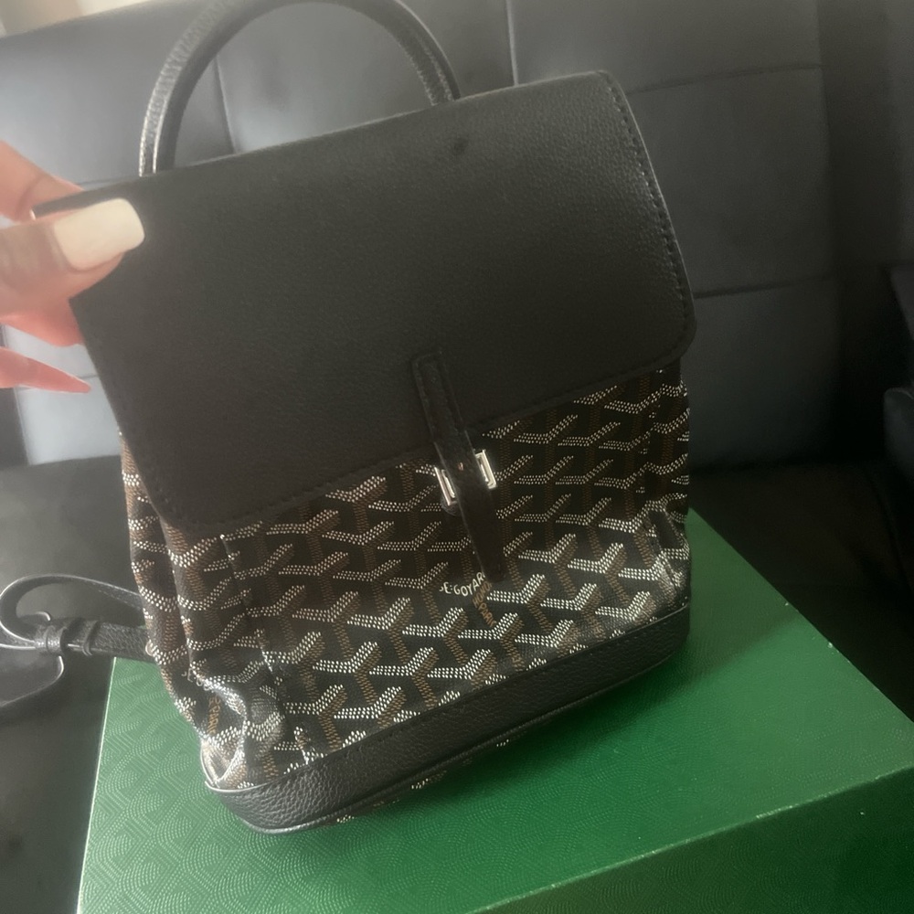 Goyard Black & Brown Chevron Mini Backpack